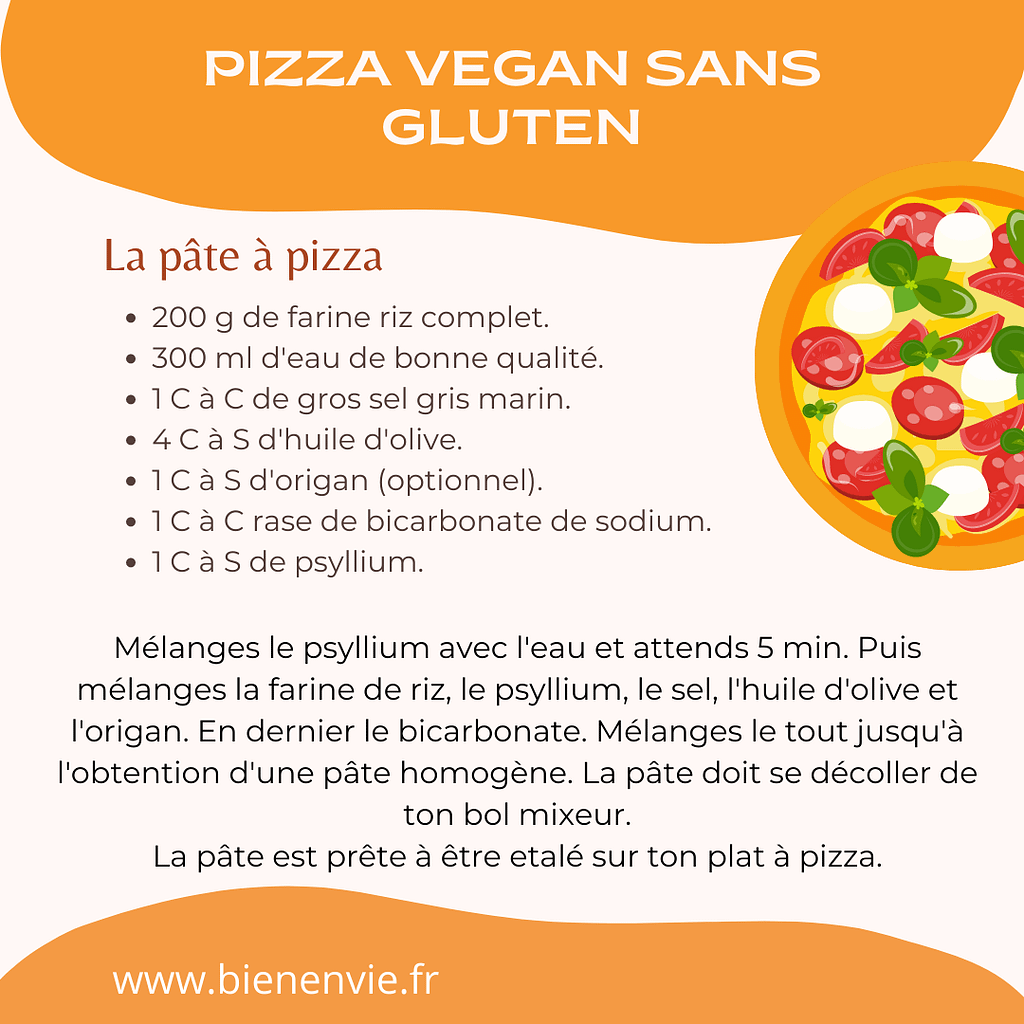 la recette de pâte à pizza vegan, sans gluten et sans blé.